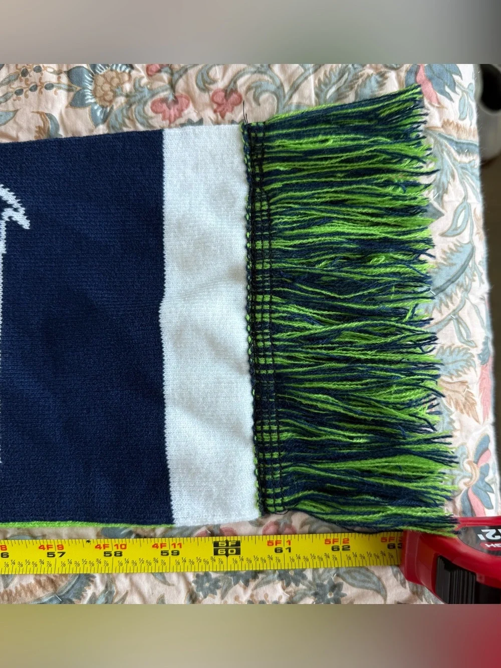 FOCO Seattle Seahawks NFL Scarf Green Navy Reversible Logo Fringe Fan Gear